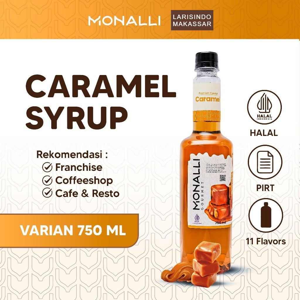 Monalli Syrup - 750 mL Caramel Syrup_Sirup Karamel Premium_Sirup Kopi_Sirup Mocktail