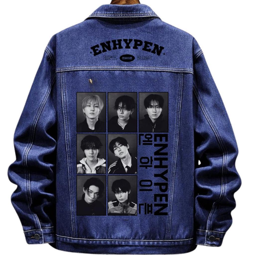 Exslusive JAKET  enhypen  JEANS JAKET engene BAHAN JEANS WASH TEBAL DUA WARNA jaket jeans enhypen pe