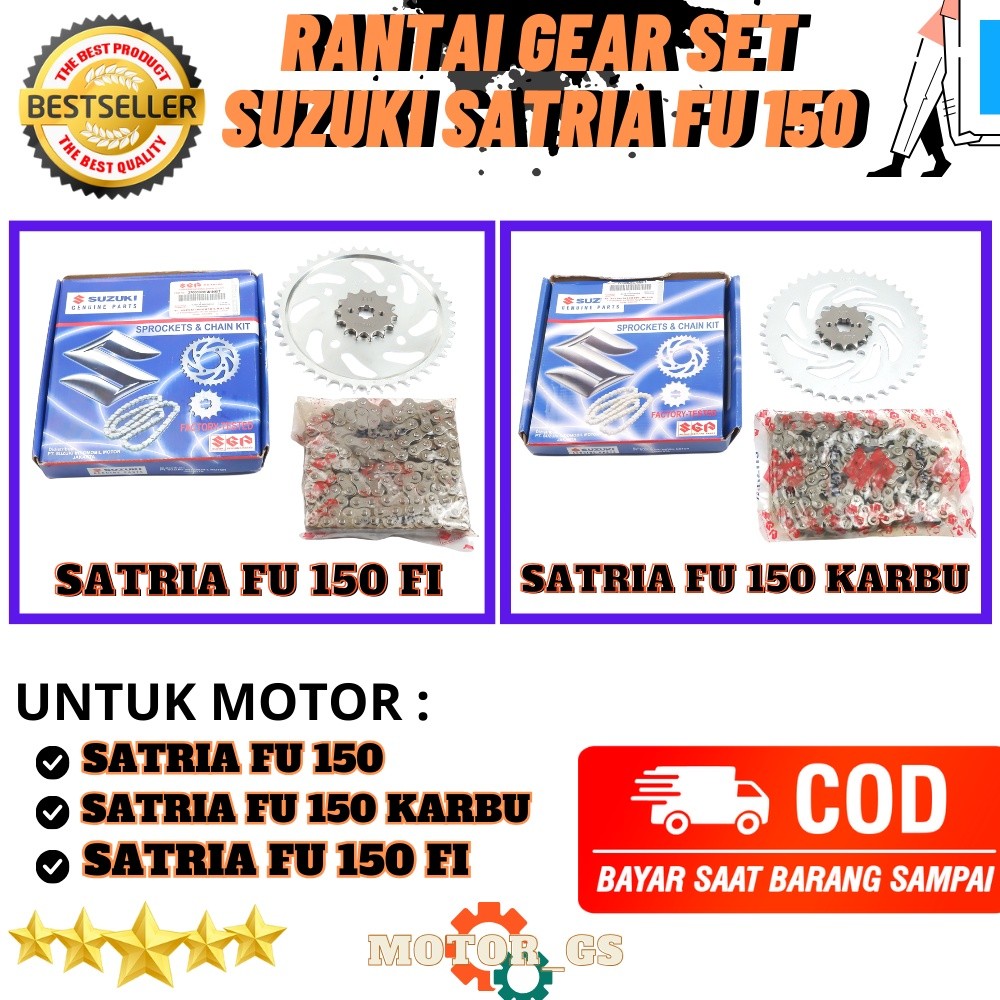 Ori Gear Set Motor Suzuki Satria FU 150 FI / Rantai Gear Set Suzuki Satria FU 150 & Satria FU 150 Ka
