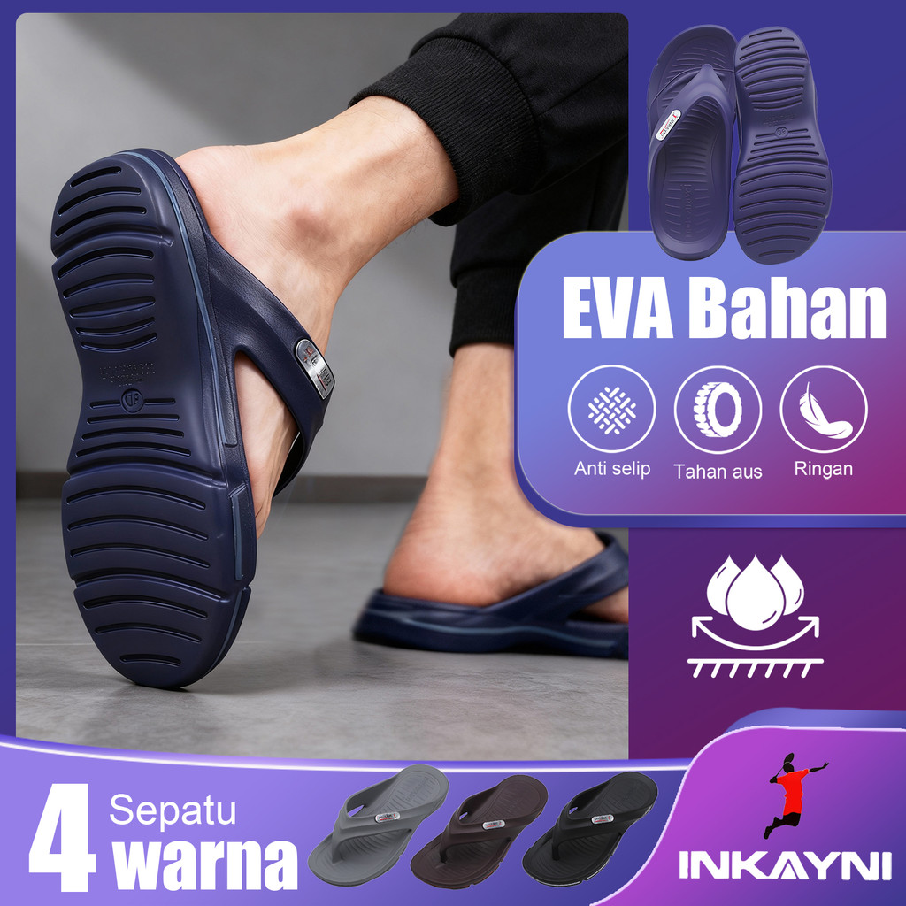INKAYNI Sandal Slop Sandal Pria Casual Jepit Sandal Jepit Karet Pria Dewasa Size-39-44 Sandal Selop 