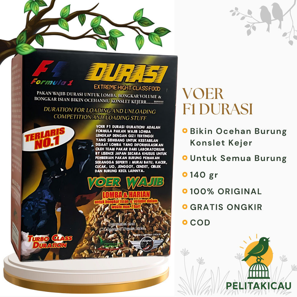 Voer F1 Durasi 140gr Pakan Wajib Lomba Burung Murai semakin Fighter dan Gacor