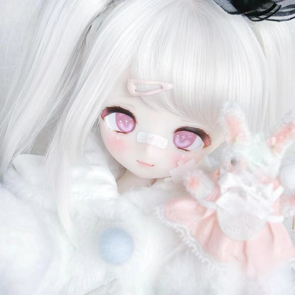 New 1/4 BJD Doll Anime Head No Makeup Resin Y Smile Girl Doll Head Without Makeup Doll Accessories B