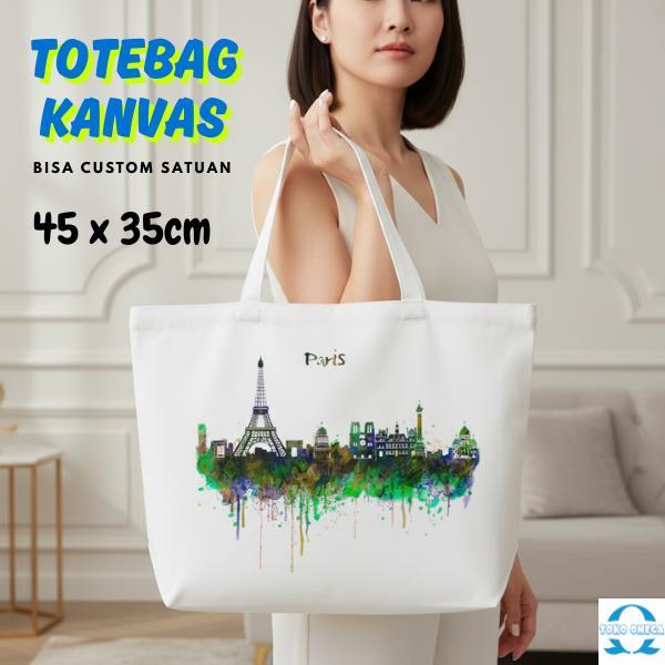 Totebag Kanvas Landscape 45x35 Cm Bisa Custom Maksimal Uk A4 Material Tebal, Jahitan Kuat | VendorTa