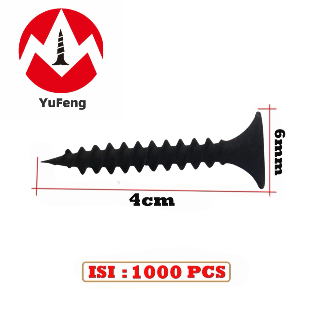 1000pcs Sekrup Kayu Keras Plester Sekrup Furnitur Sekrup Kayu Lapis Sekrup 6X1 1/2 (4 Cm)