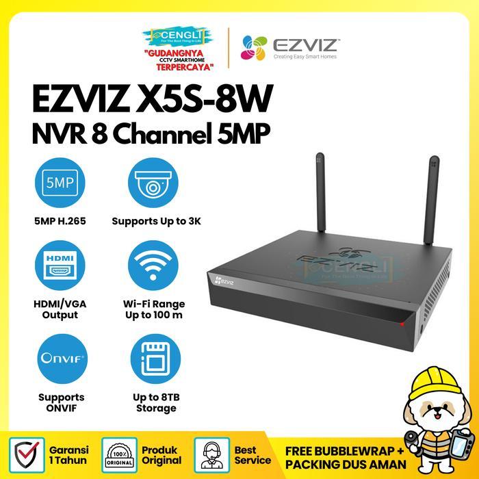 MUMPUNG PROMO NVR EZVIZ X5S 8CH Berkualitas - Hitam garansi resmi - NVR EZVIZ 8CH TERLARIS
