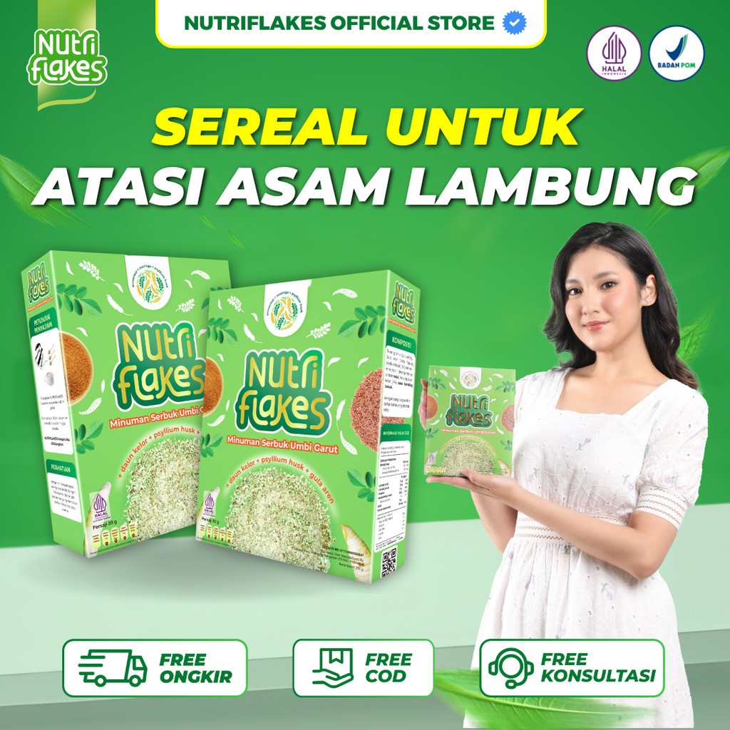 Nutriflakes Sereal Umbi Garut Asli untuk Asam Lambung 1 Box