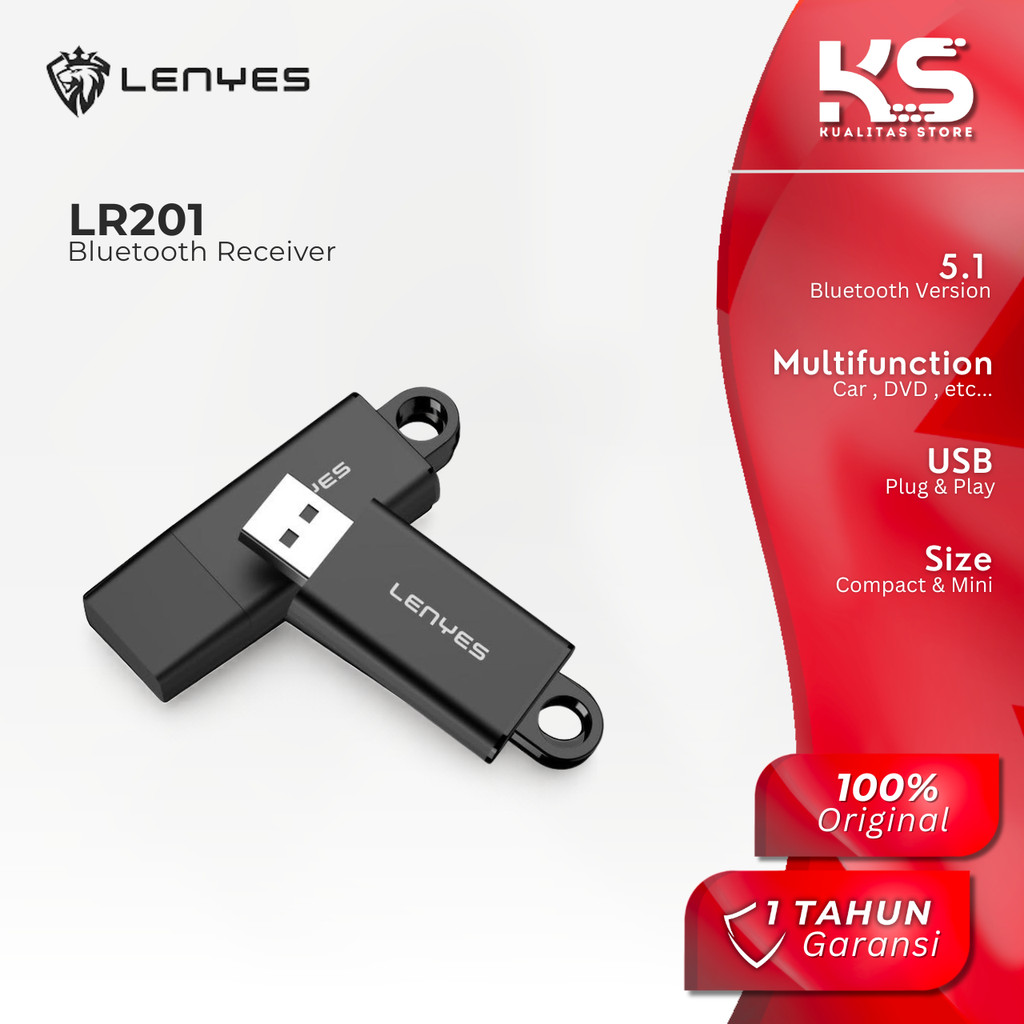 LENYES Bluetooth Receiver 5.1 Colokan Usb untuk Speaker Mobil Dvd LR201