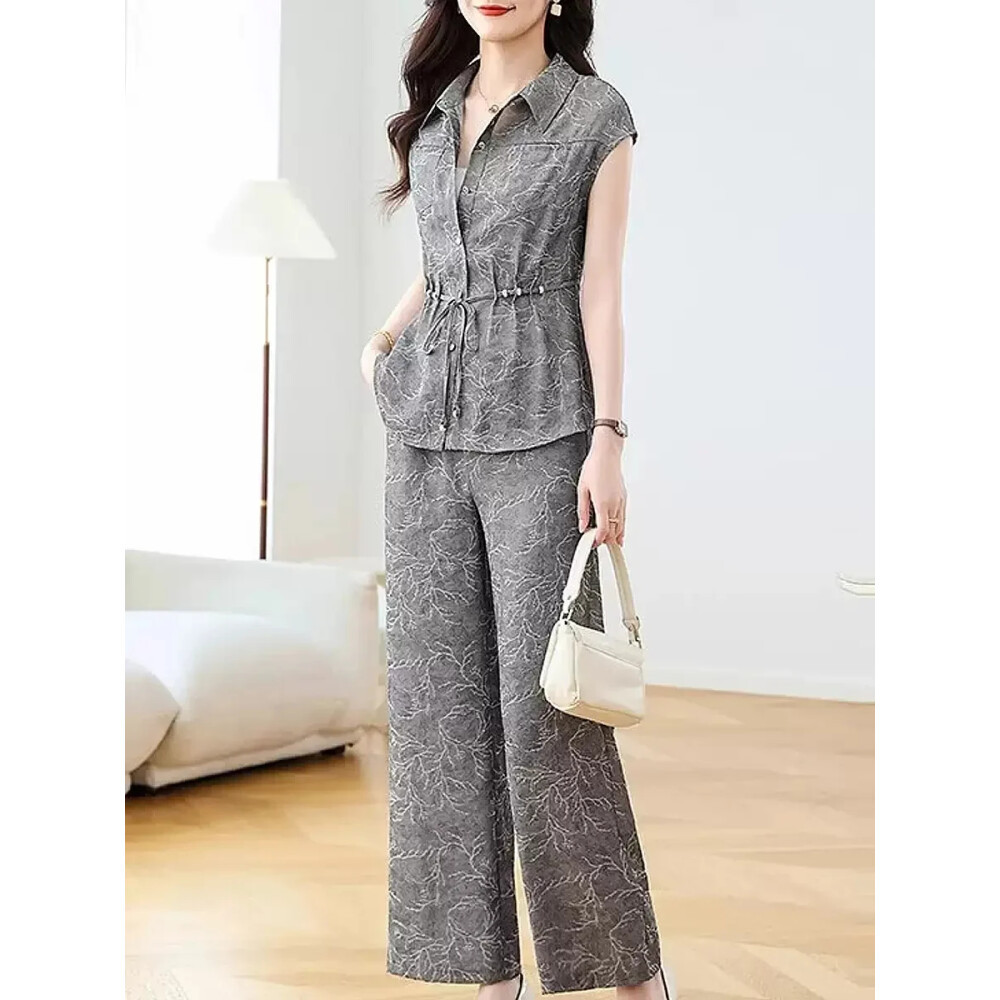FADFAD|Setelan|Dua|Potong|Wanita|Atasan|Tanpa|Lengan|Celana|Panjang|One|Set|Tanktop|Kulot|Baju|Pakai