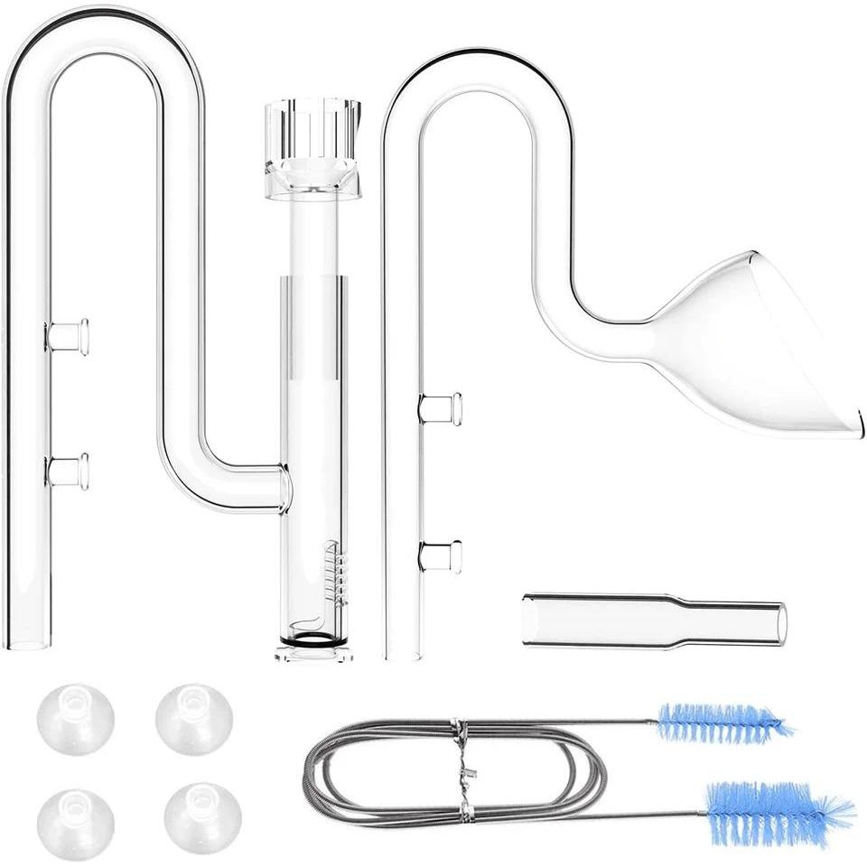 Pipa Lily Kaca Mini Akuatik dengan Protein Skimmer Inflow dan Outflow untuk Sistem Filter Mini Nano 
