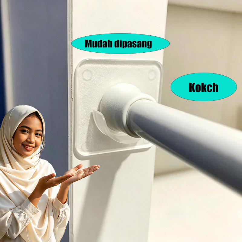 Bracket Tiang Kolong Dapur Kamar Mandi Bracket Tiang Fleksibel Gorden Bracket Gantungan