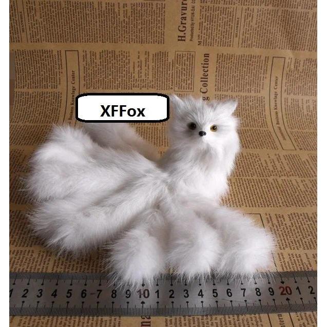 Small Cute White Fox Model Realistic Life-Sized Nine-Tail Fox Simulation Gift Approximately 16x9cm