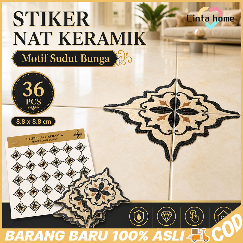 36PCS Stiker Lantai Stiker Keramik Stiker Sudut Lantai Stiker Diagonal Keramik Dekorasi Lantai Wall 