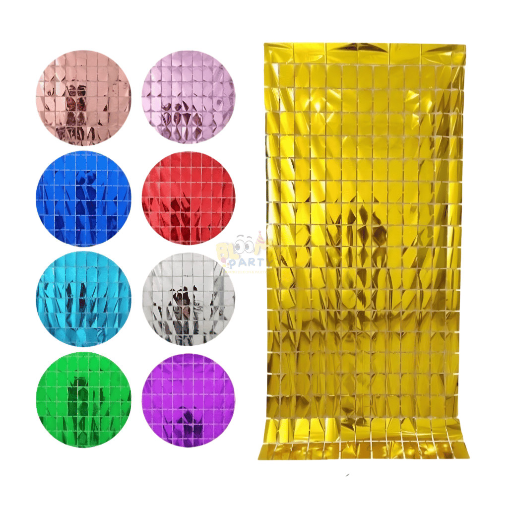Tirai Rumbai Foil Kotak | Backdrop Ulang Tahun Curtain Tirai Foil Kotak