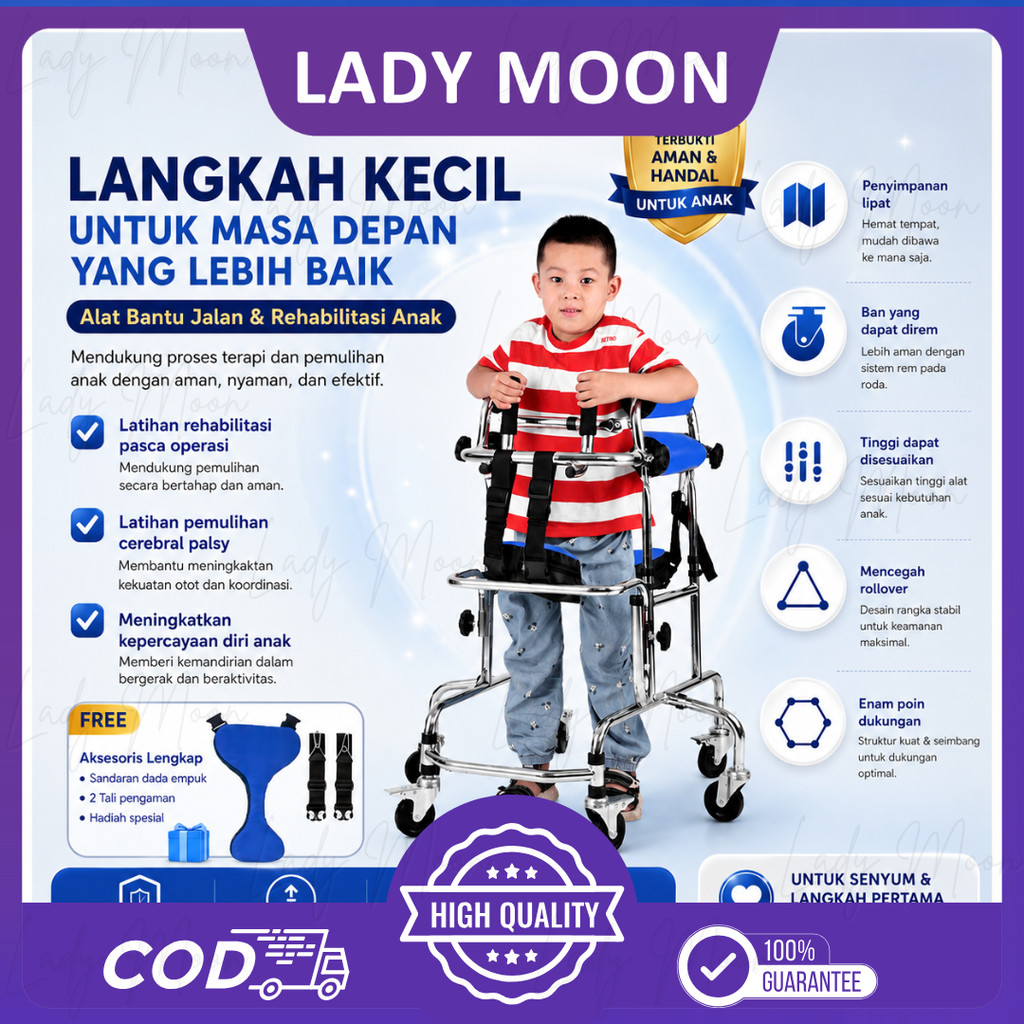 Lady Moon (Garansi 1 Tahun) Walker Anak Cerebral Palsy – Garansi 1 Tahun | Alat Bantu Jalan & Rehabi