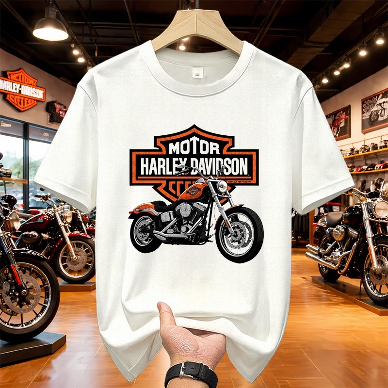 100% Katun Murni Harley Davidson Kaos Original Unisex Dengan Motif Sablon Motor Klasik Bahan Katun B