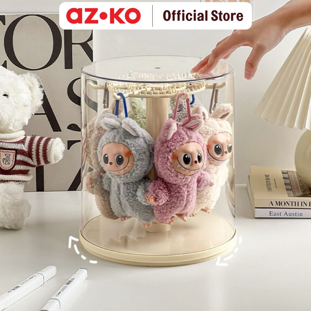 AZKO Stora 23.5x23.5x26 cm Kotak Pajang Action Figure Rotating - Krem Display Box Kotak Pajangan Fig