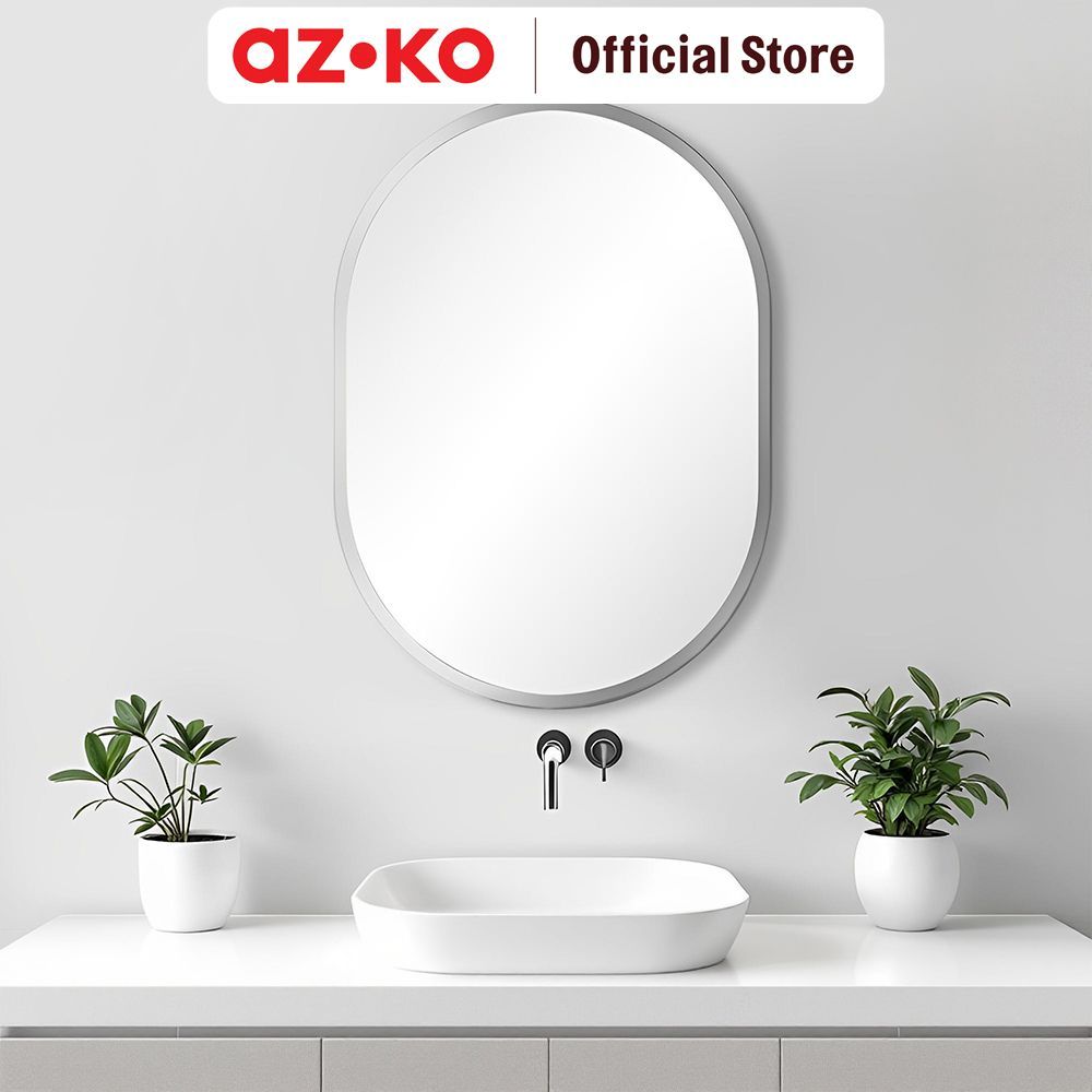 AZKO Fosa 70x50 cm Bevel Cermin Dinding 5 Mm Od-A006 Wall Mirror Cermin Kamar Mandi Kaca Tembok Furn