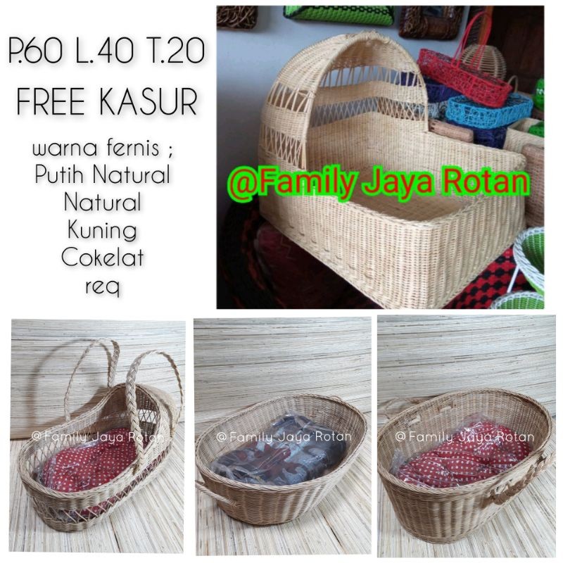 NMZSHOP keranjang bayi rotan lengkap dengan kasur/tempat tidur bayi rotan