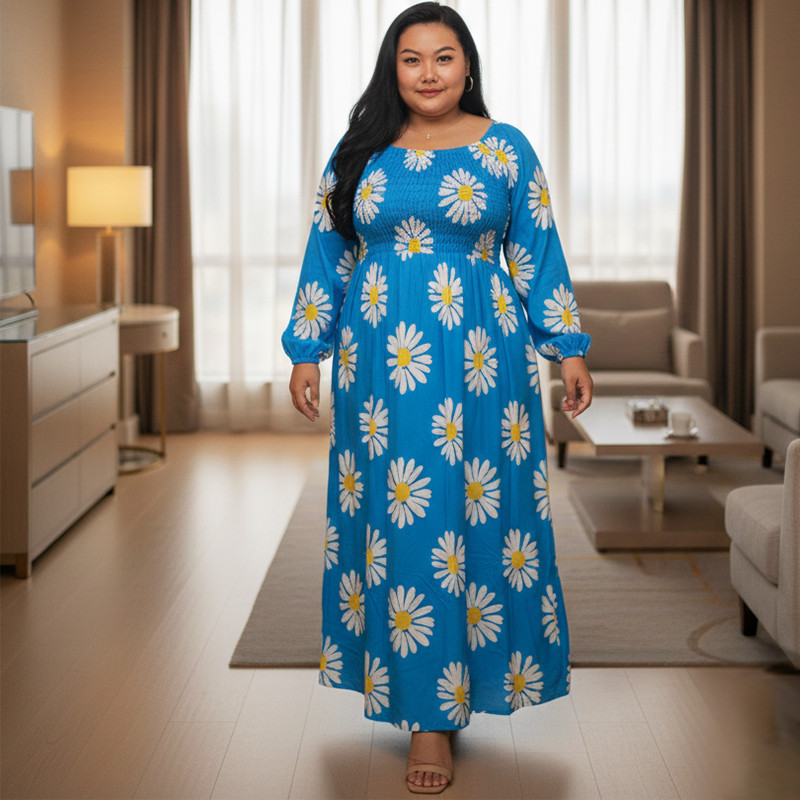 Daster sabrina lengan panjang wanita canda dress