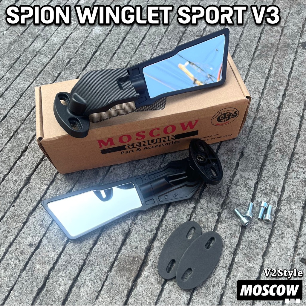 KACA SPION MOGE WINGLET SPORT V3 STEALTH ORIGINAL MOSCOW STEALTH SLIM LIPAT SPION SAYAP DEPAN F22 BL