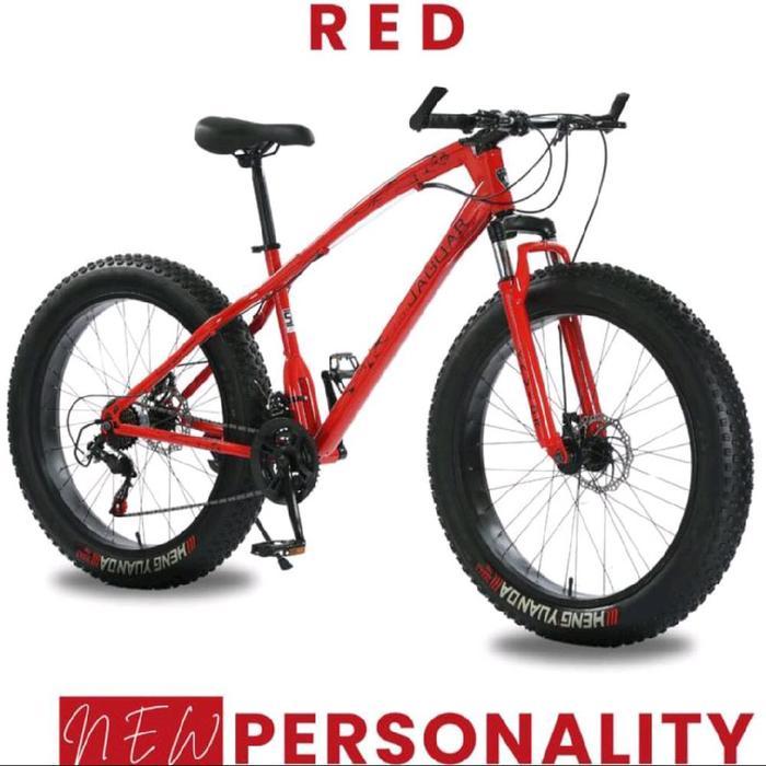 sepeda gunung 26" XVCM JAGUAR ORIGINAL FAT BIKE (sepeda BAN BESAR) - merah