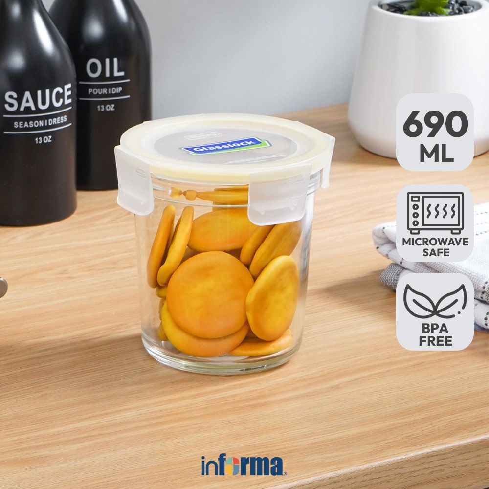 Informa Glasslock 690 ml Smart Wadah Makanan - Kuning Food Container Kotak Makan Food Grade Serbagun
