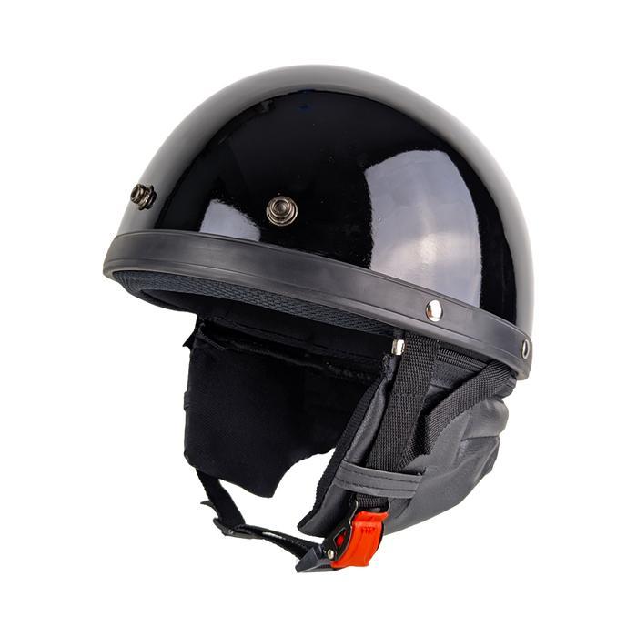 Helm Bogo Retro Vintage Chips Cetok Batok Setengah Kepala Dewasa Polos - Hitam Glossy