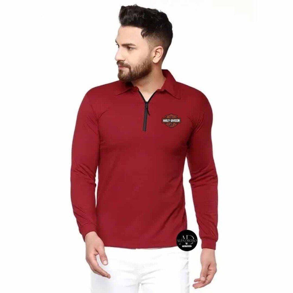 Kaos kerah zipper pria lengan panjang Kaos import bandung pria Kaos pria lengan panjang Kaos bagus d