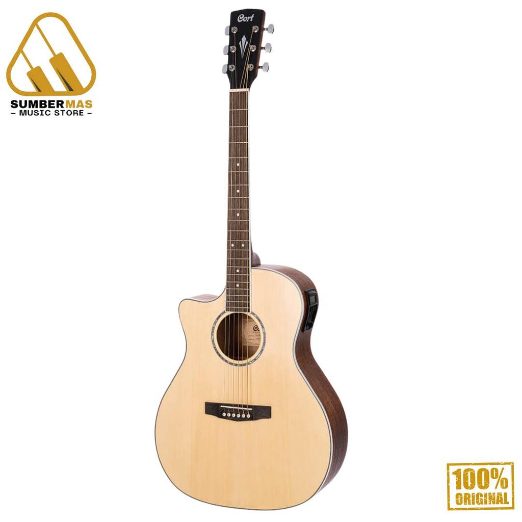 Cort GA-MEDX LH-OP Left-Handed Acoustic Electric Guitar, Open Pore - Gitar Kidal Akustik Elektrik Or