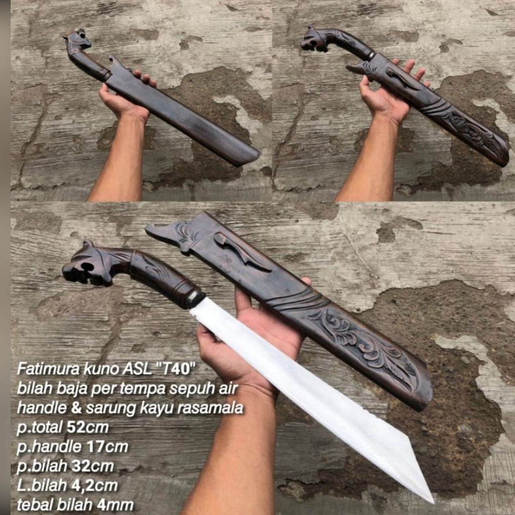 HK Golok patimura motif ukiran bilah baja per