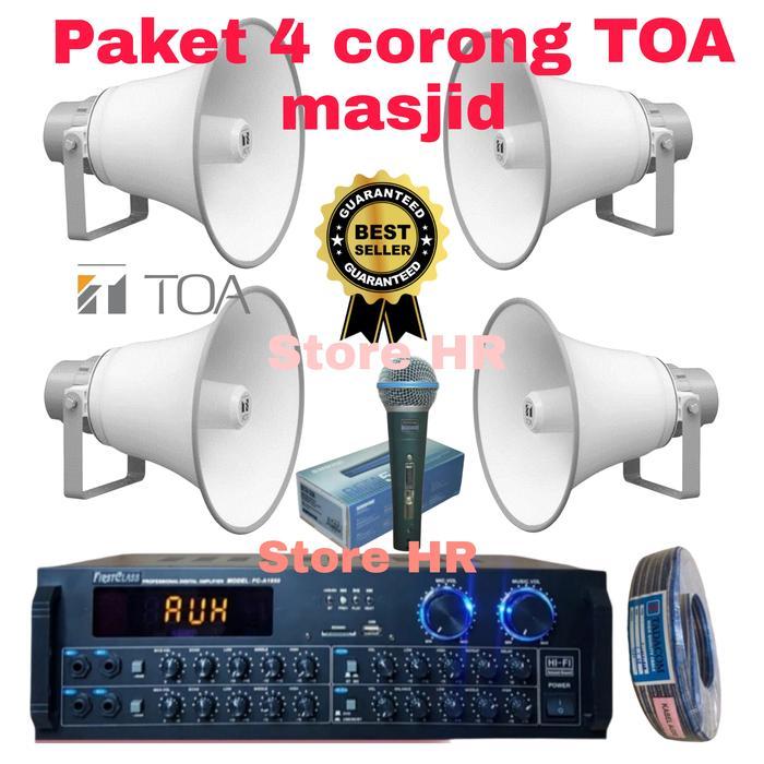 corong toa masjid 50 Watt 4 pcs ampli bluetooth mic imam mic azan