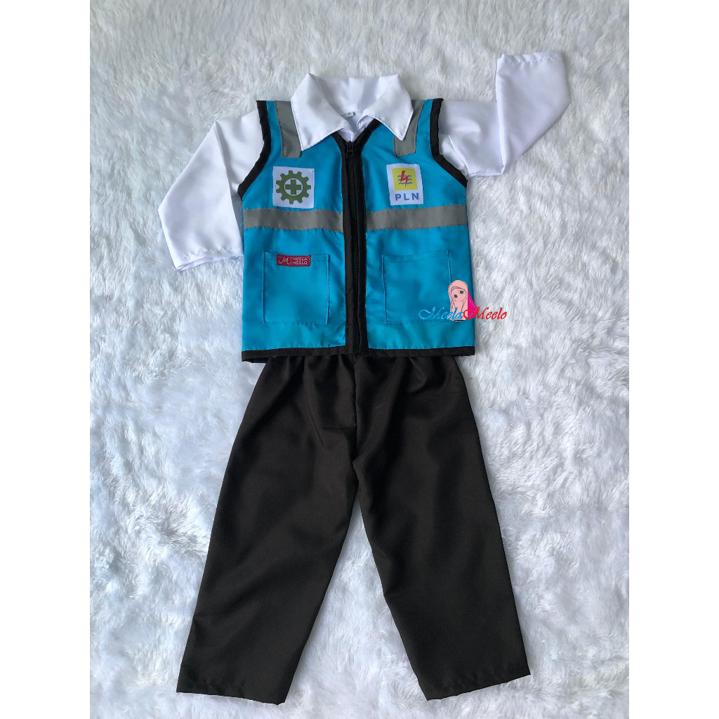 Baju Kostum Anak PLN Biru - Satu Set Rompi Termurah