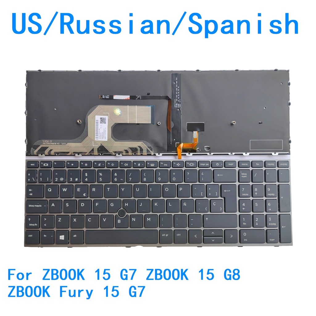 New US Russian Spanish language  Backlit Keyboard For HP ZBOOK 15 G7 ZBOOK 15 G8 ZBOOK Fury 15 G7 M1