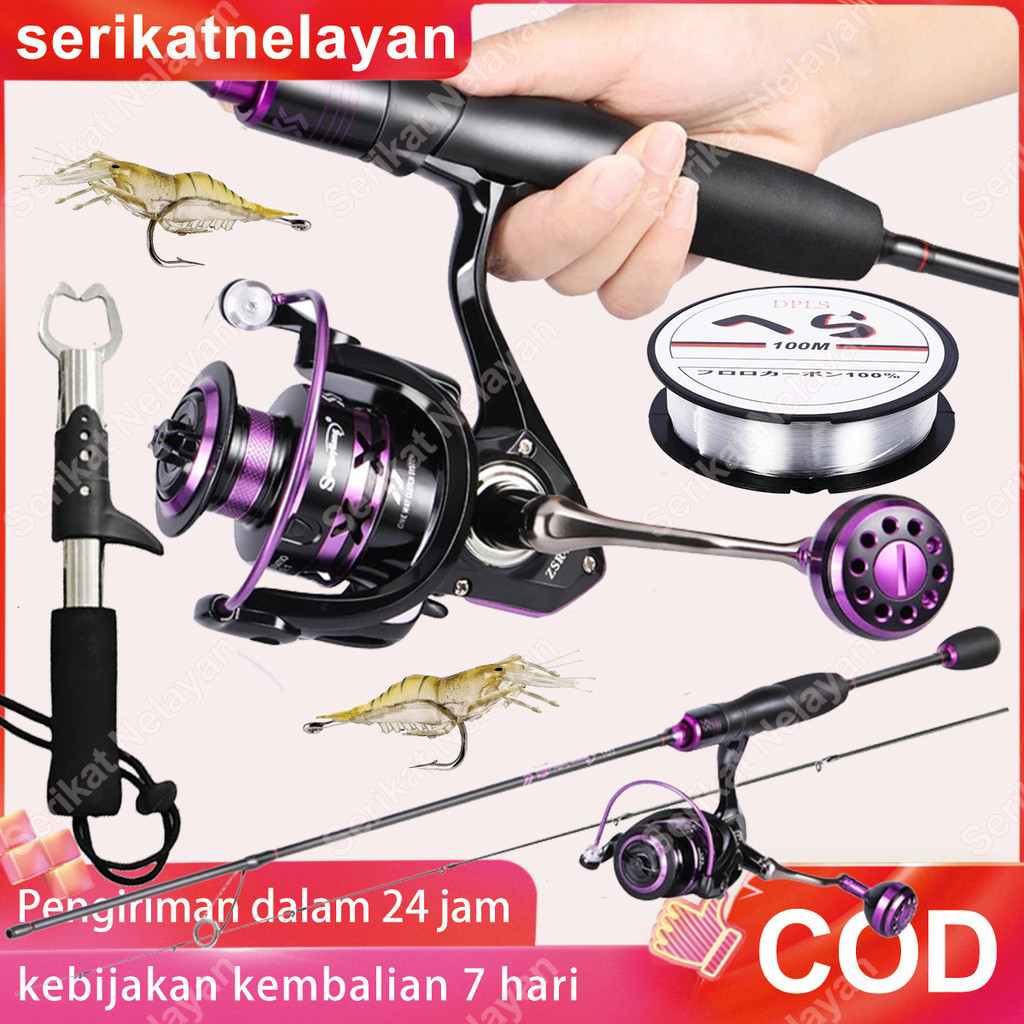 Joran Pancing Set 6 Buah Set  Satu1.68M/1.8M/2.1M/2.4M set reel dan joran Pancing dan reel full meta