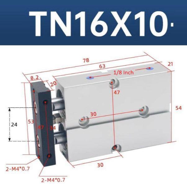 Cylinder pneumatic TN16 Twin Rod Pneumatik Angin Air Silinder Double Stroke TN 16 - TN 16x10