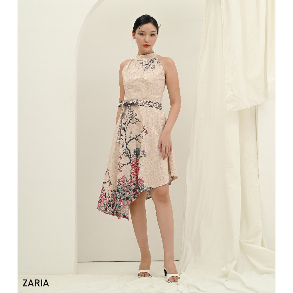 GIRLY Zaria Terusan Batik Modern Couple Dress Batik Turtle Neck Halter Cheongsam Qipao Sleeveless As