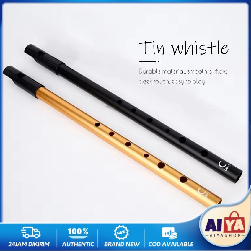 Irish Tin Flute Metal C D Key 6 Lubang / Irish Whistle Irlandia Flute Aluminium / Alat Musik Serulin