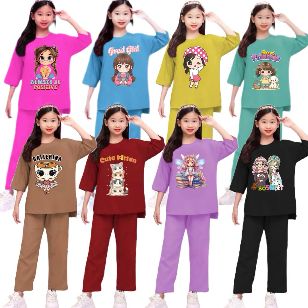 ZIZISHOP PAKET 3 STEL BAJU SETELAN ANAK PEREMPUAN / SETELAN ANAK VIRAL / PAKET USAHA