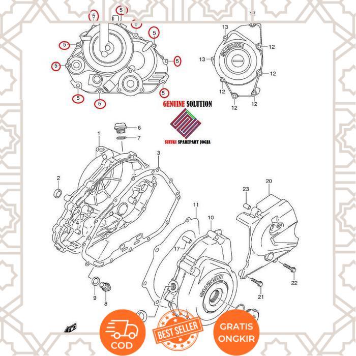 Suzuki Parts 01547-0630A-000 Baut tutup bak kopling Satria FU ori - Not Specified