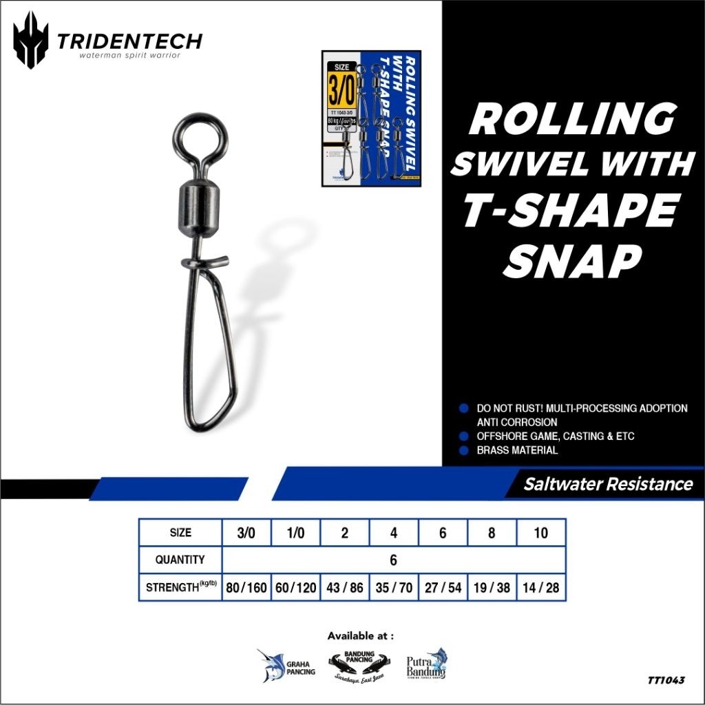 Rolling Swivel T-Shape Snap Tridentech | Kili - Kili Snap