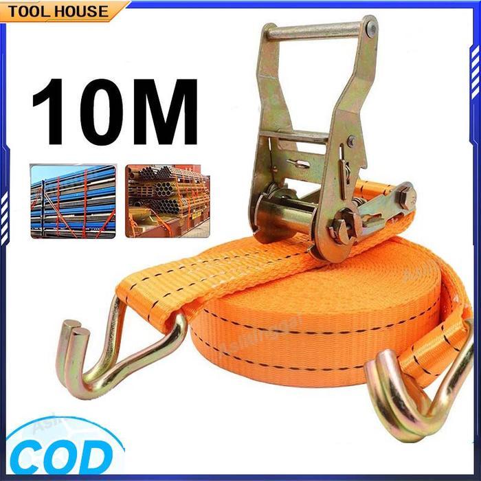 4-10M Tali Kecepatan Ratchet Tie Down 10 TON /Cargo Lashing Belt  /Trackbelt Tali Ikat Sabuk Truk ta