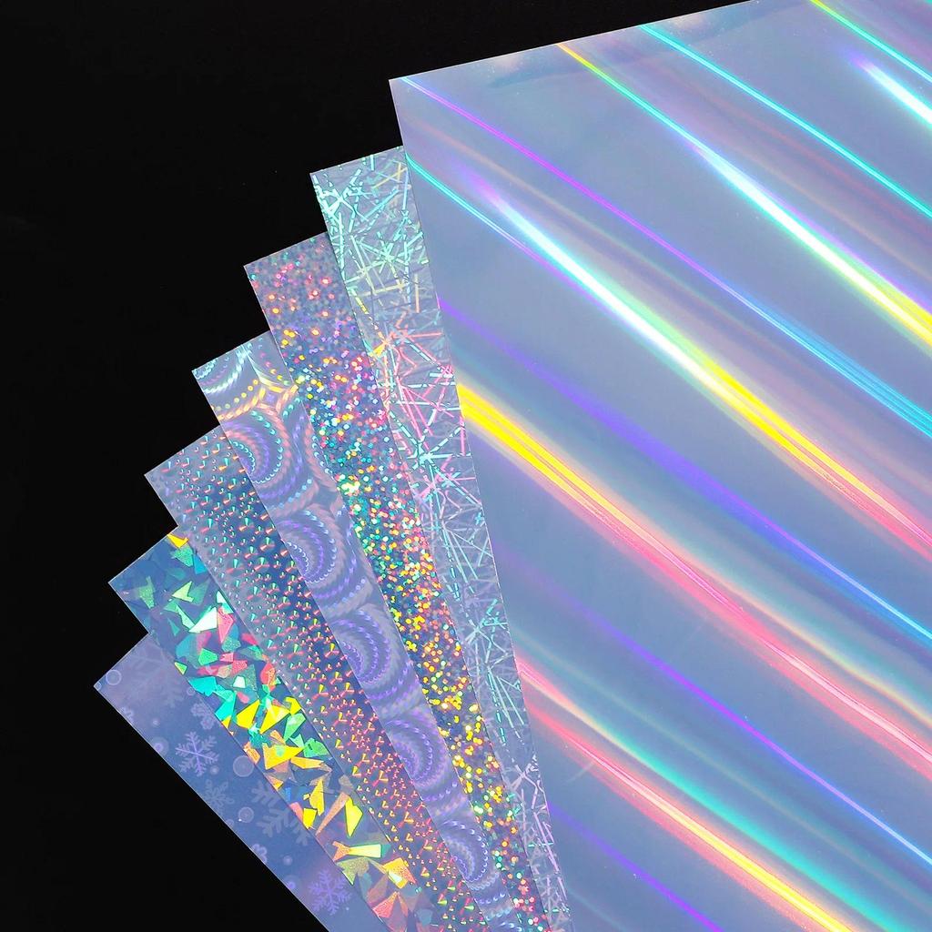 12Sheets Printable Holographic Sticker Paper Vinyl Sticker Paper A4 Waterproof Quickly Stickers for 