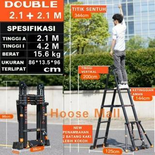 BAFEN Tangga Lipat Teleskopik Multifungsi Hitam Karet Minimalis Aluminium 1.5mm 4 Lapisan Perlindung