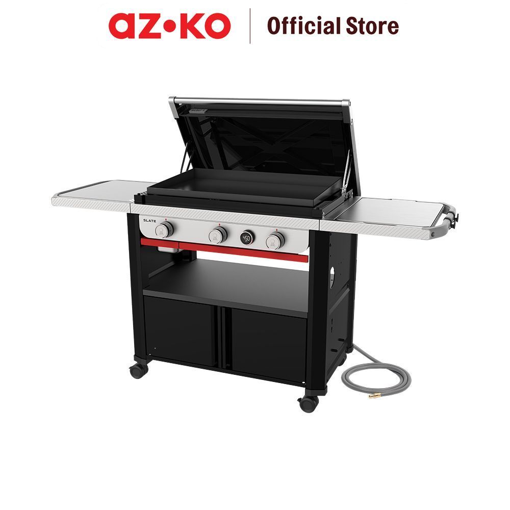 AZKO Weber Pemanggang Gas Slate 3 Tungku - Mix Grill Gas Pemanggang Bbq Gas Griddle Alat Bakar Dagin