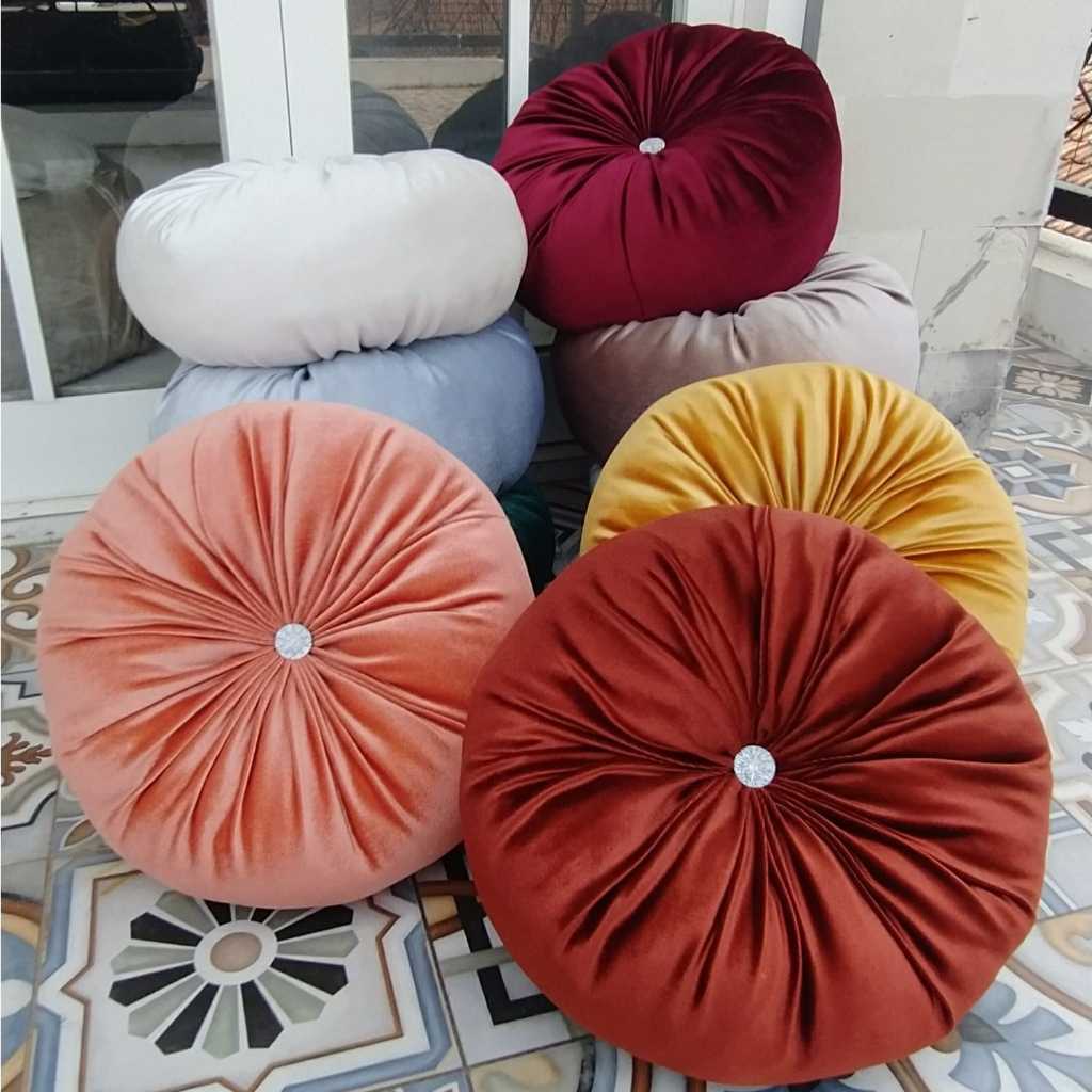 HRI - Bantal sofa round pillow bulat kancing permata Bantal Bulat Round Pillow / Bantal Duduk Bulat 