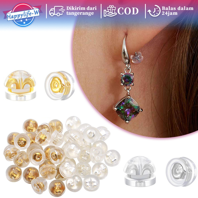Isi 100 Silicon Penutup Anting Earring Back Stoper Pantat Penutup Penahan Silicon Tusuk