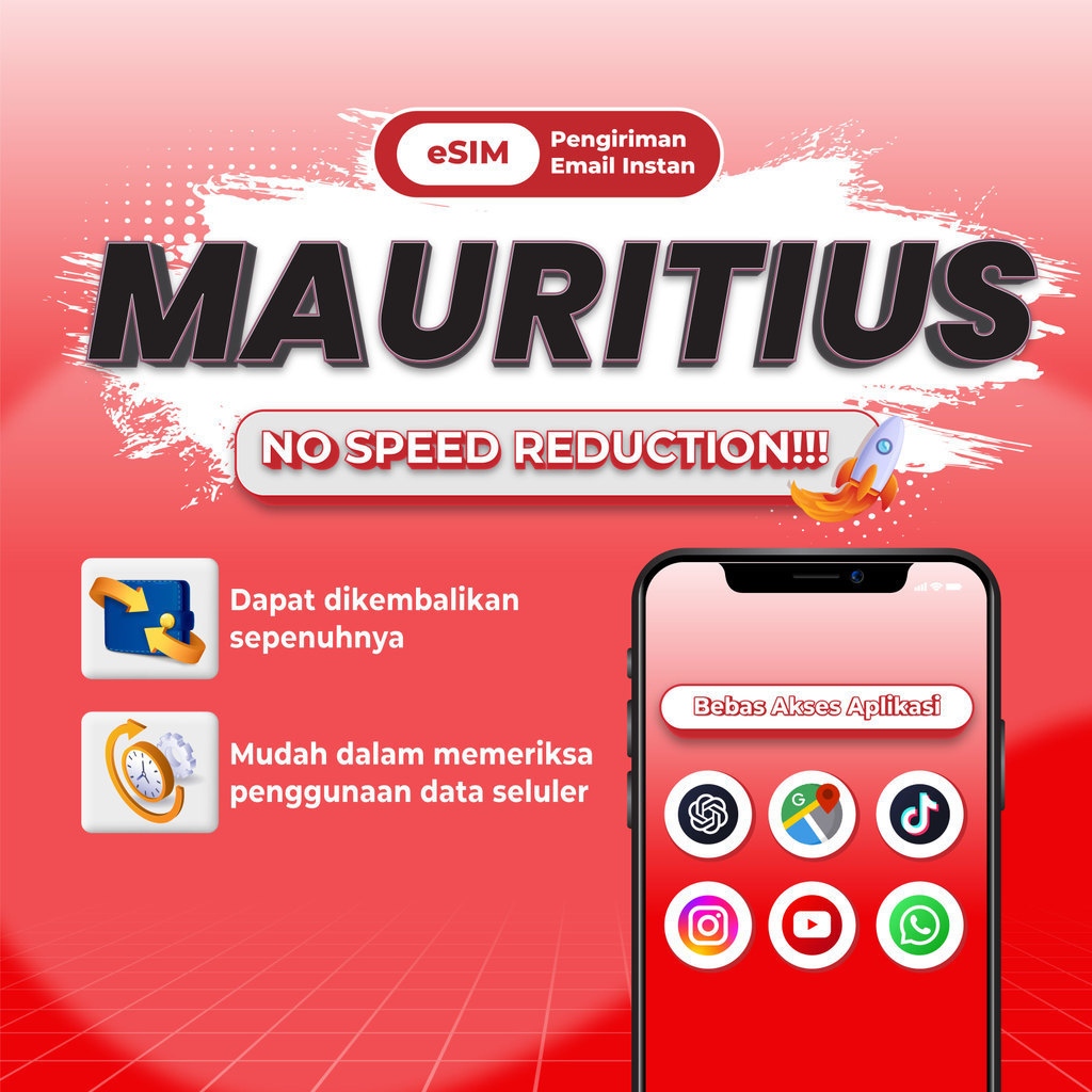 EZRoam Mauritius esim Roaming 5G Data | 3-20GB 3-30Hari | Instant Email Delivery | High Speed Travel