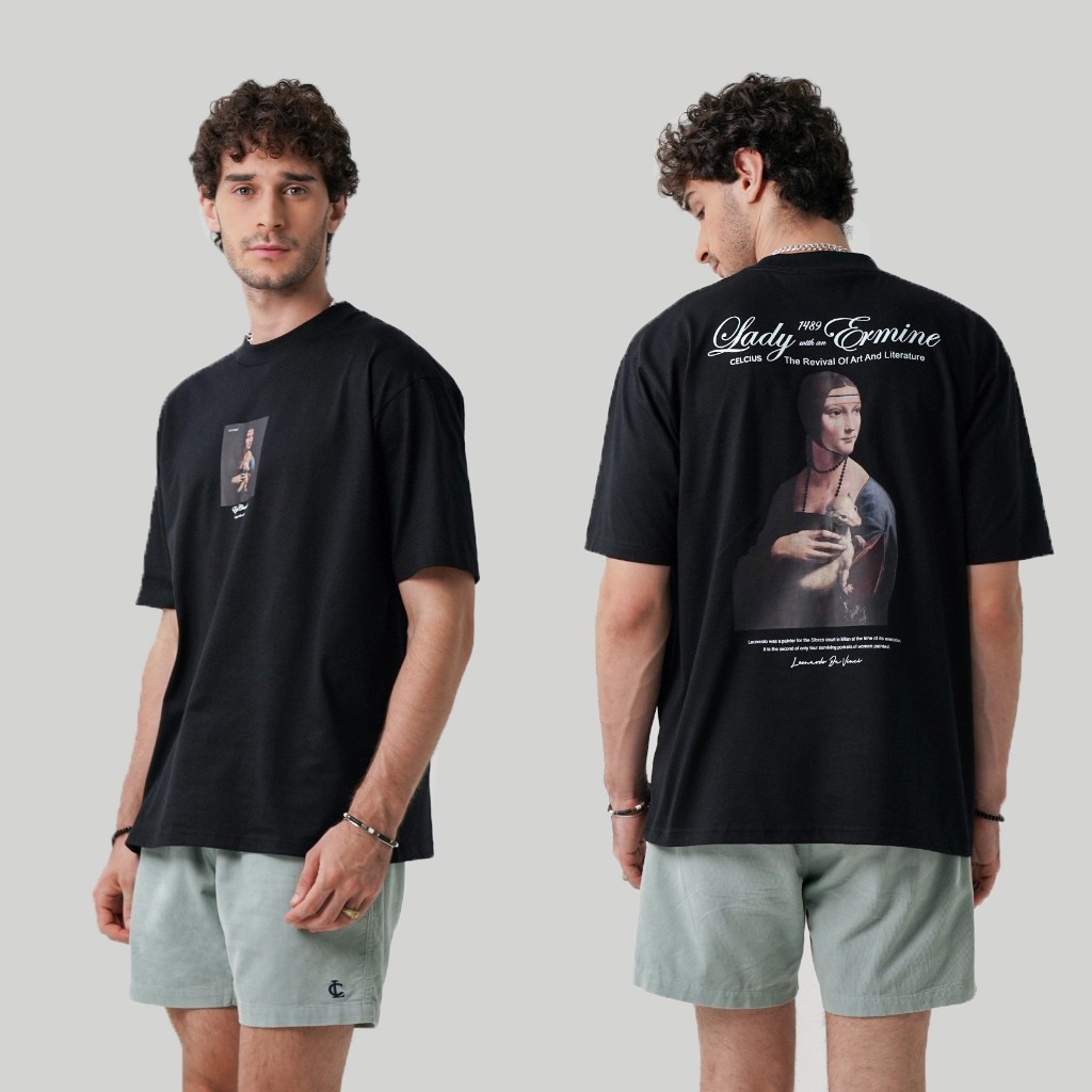 [HOT] CELCIUS "EPIC CHRONICLE" Oversized Graphic T-Shirt LIN000606C Hitam T-shirt pria