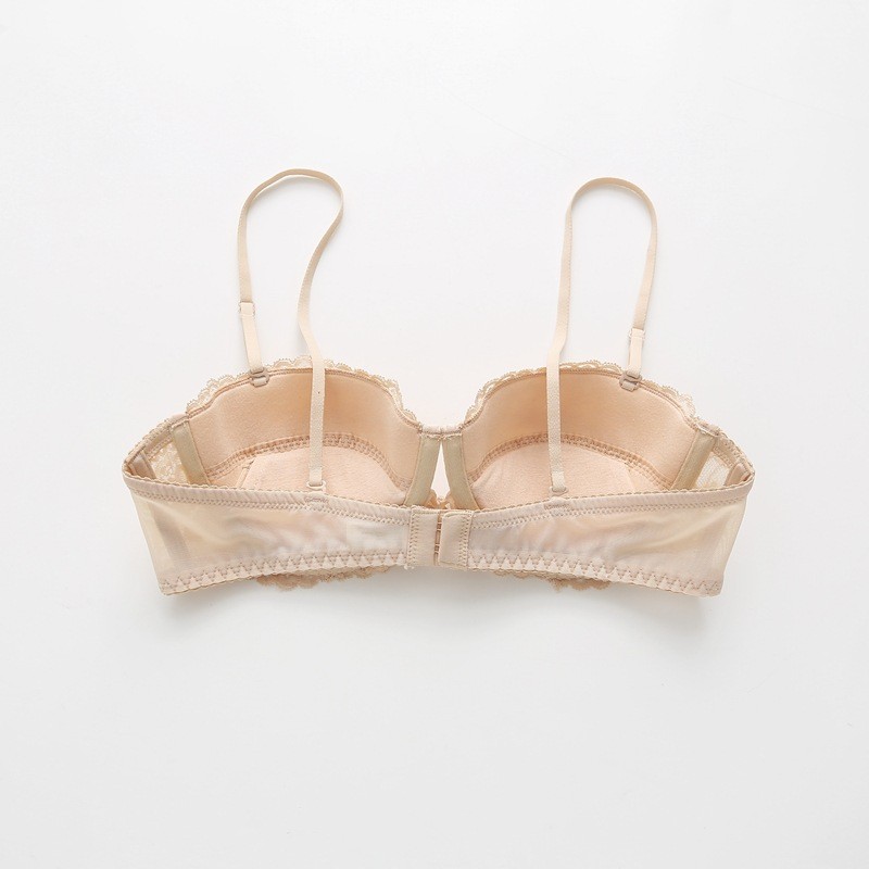 Bra berlubang, setengah cup, tanpa tali, bernapas, anti-terbuka, pengait, membuat payudara besar tam