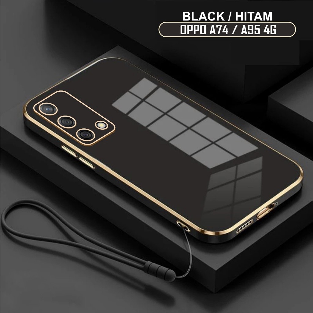 Soft Case Oppo A54 A74 A94 4G Case Luxury Plating Free Tali Lanyard Handphone